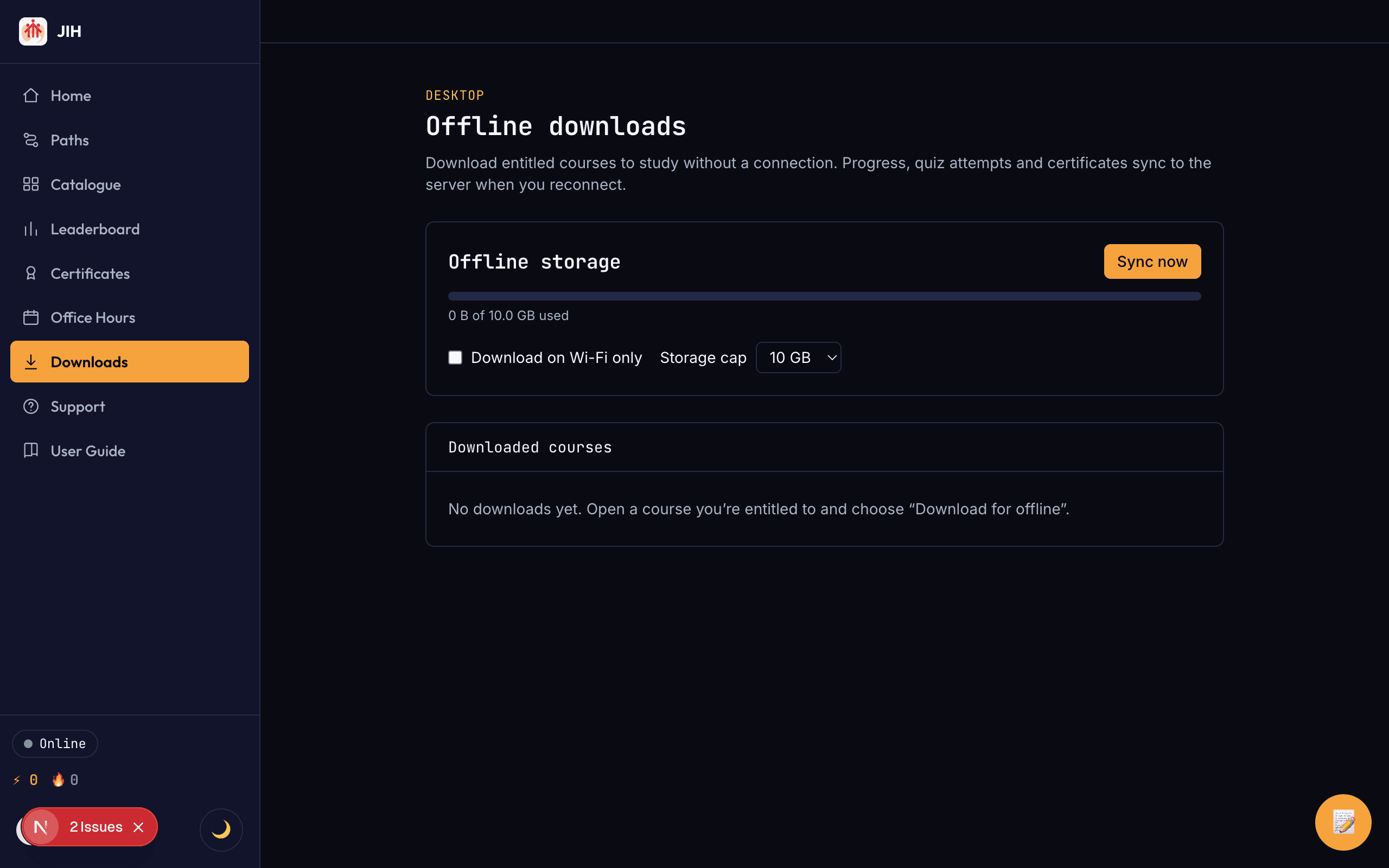 The desktop app offline storage and downloads manager.